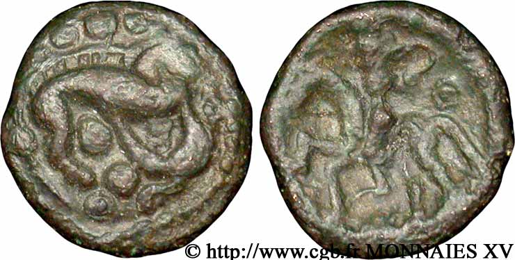 GALLIA BELGICA - AMBIANI (Regione di Amiens) Bronze au sanglier et au cavalier XF/VF