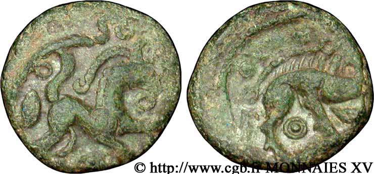 GALLIA BELGICA - AMBIANI (Regione di Amiens) Bronze au cheval et au sanglier, “type des dépôts d’Amiens” AU