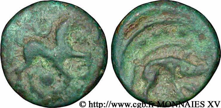 GALLIA BELGICA - AMBIANI (Regione di Amiens) Bronze au cheval et au sanglier, “type des dépôts d’Amiens” VF