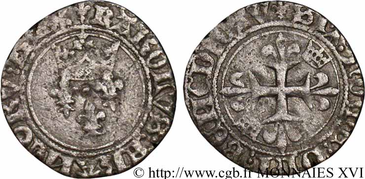 CHARLES VI &nbsp;THE MAD&nbsp; OR &nbsp;THE WELL-BELOVED&nbsp; Gros dit &nbsp;florette&nbsp; n.d. Châlons-en-Champagne q.BB