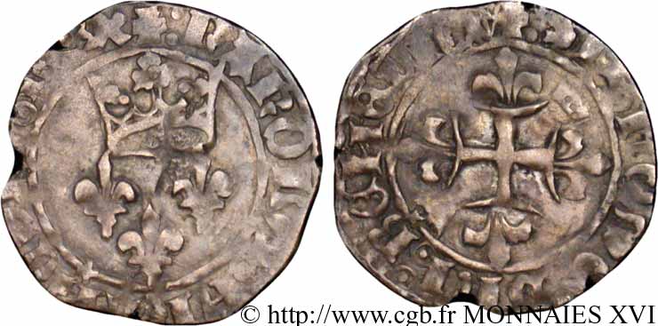 CHARLES, REGENCY - COINAGE WITH THE NAME OF CHARLES VI Gros dit  florette  19/09/1419 ou 12/10/1419 Saint-Pourçain BC+