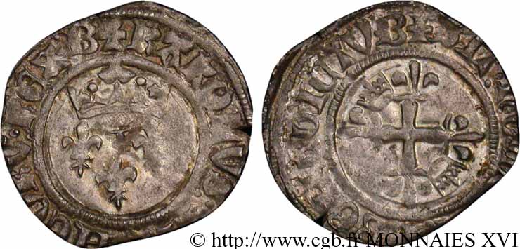 CHARLES, REGENCY - COINAGE WITH THE NAME OF CHARLES VI Gros dit  florette  19/09/1419 ou 12/10/1419 Bourges MBC