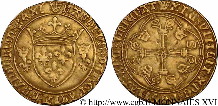 CHARLES VII  THE WELL SERVED  Écu d or à la couronne ou écu neuf 18/05/1450 Tours MBC