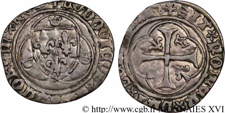LOUIS XI LE PRUDENT Blanc à la couronne n.d. Tours TTB
