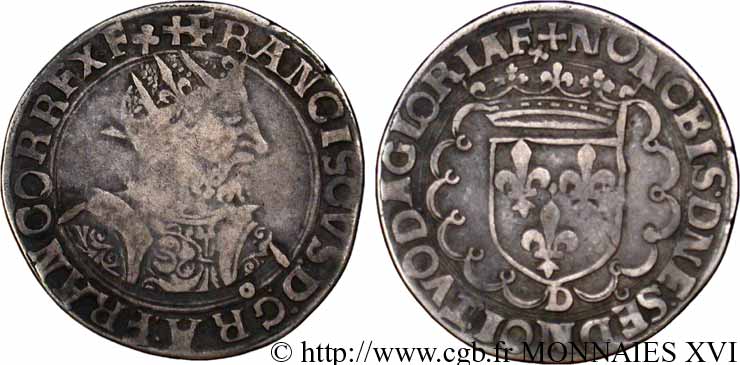 FRANCIS I Teston, 8e type n.d. Lyon VF