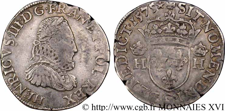 HENRI III Teston, 1er type sans le titre de roi de Pologne 1575 (MDLXXV) Bordeaux TB+