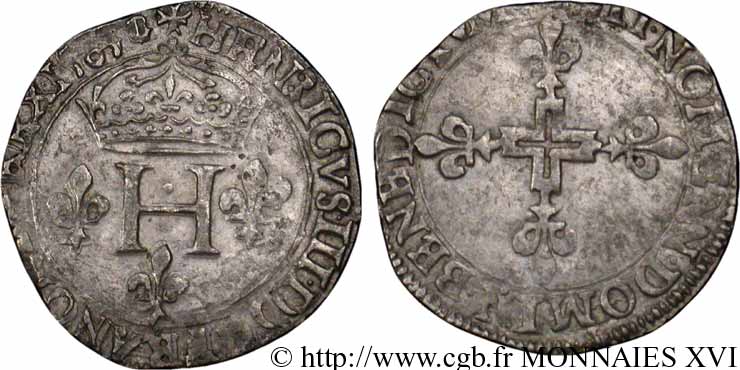 HENRI III Double sol parisis, 2e type 1584 Aix-en-Provence TTB+