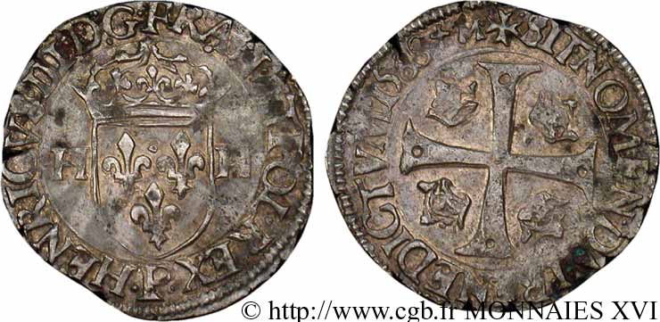 HENRI III Douzain aux deux H, 1er type 1588 Dijon TTB
