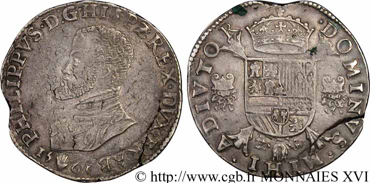 PAYS-BAS ESPAGNOLS - DUCHÉ DE BRABANT - PHILIPPE II D ESPAGNE Écu philippe ou daldre philippus 1561 Anvers TTB