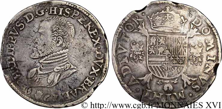 SPANISH LOW COUNTRIES - DUCHY OF BRABANT - PHILIPPE II Écu philippe ou daldre philippus 1561 Anvers XF