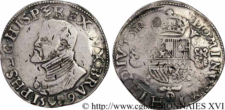SPANISH LOW COUNTRIES - DUCHY OF BRABANT - PHILIPPE II Écu philippe ou daldre philippus 1589 Anvers S