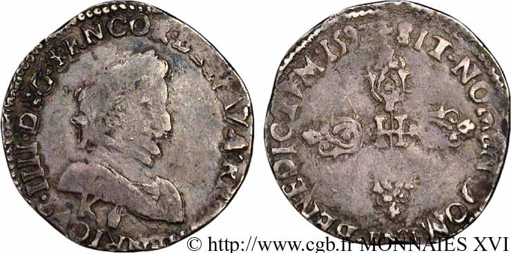 HENRY IV Demi-franc, 1er type de Bordeaux 1592 Bordeaux VF