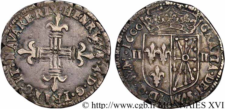 HENRI IV LE GRAND Quart d écu de Navarre 1600 Saint-Palais TTB