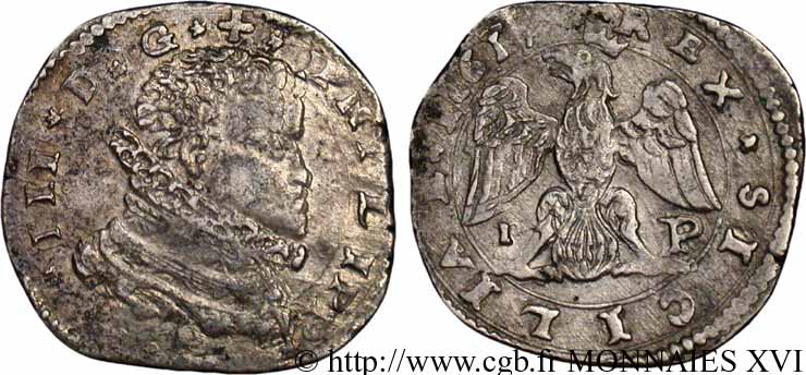 ITALIE - ROYAUME DE NAPLES ET SICILE - PHILIPPE III D ESPAGNE Quatre tari 1617 Messine SS