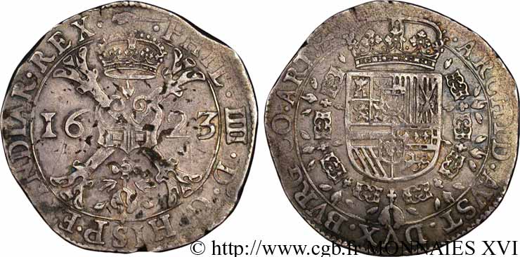 SPANISH LOW COUNTRIES - COUNTY OF ARTOIS - PHILIPPE IV OF SPAIN Patagon 1623 Arras XF