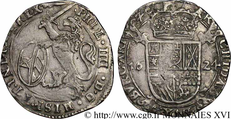 SPANISH LOW COUNTRIES - COUNTY OF ARTOIS - PHILIPPE IV OF SPAIN Escalin 1627 Arras XF