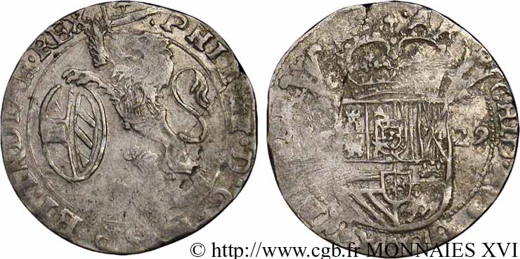 PAYS-BAS ESPAGNOLS - DUCHÉ DE BRABANT - PHILIPPE IV Escalin 1629 Maastricht AU