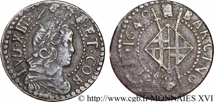 SPANIA - BARCELONA - LOUIS XIV  THE SUN KING  Sizain 1649 Barcelone BB