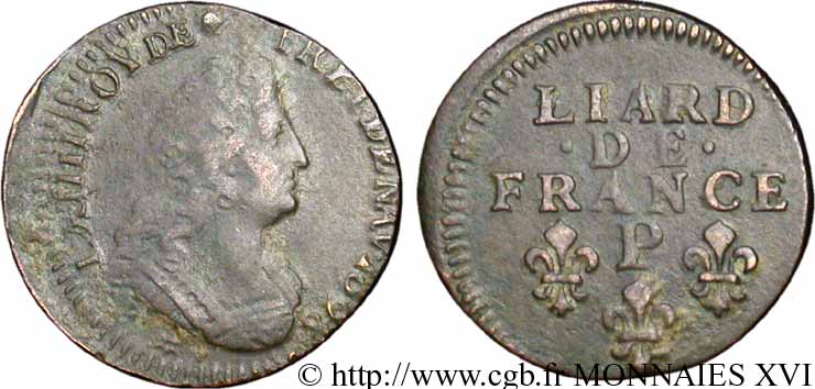LOUIS XIV LE GRAND OU LE ROI SOLEIL Liard, 3e type, buste âgé 1698 Dijon TB+/TTB
