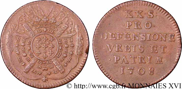 FLANDERS - SIEGE OF LILLE Vingt sols, monnaie obsidionale AU