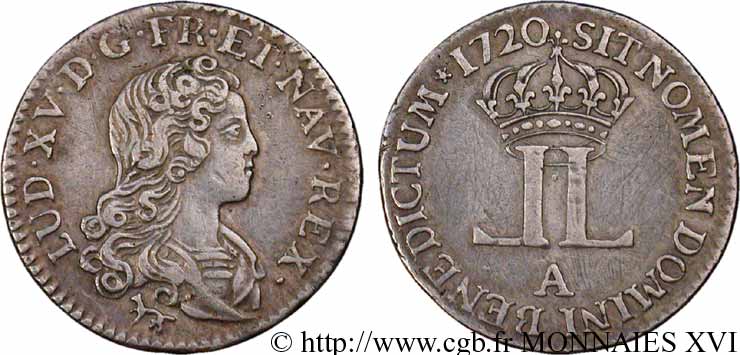 LOUIS XV  THE WELL-BELOVED  Livre d argent dite “de la Compagnie des Indes” 1720 Paris XF