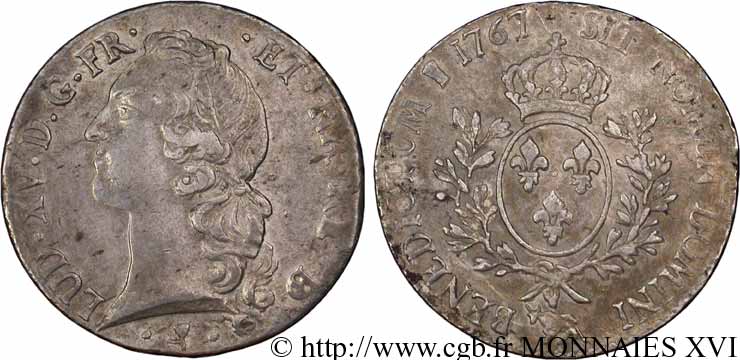 LOUIS XV  THE WELL-BELOVED  Écu dit  au bandeau  de Béarn 1767 Pau SS