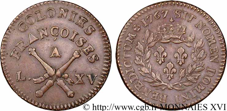 LOUIS XV DIT LE BIEN AIMÉ Sol des colonies françoises 1767 Paris SUP