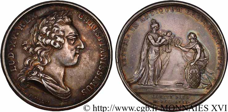 LOUIS XV  THE WELL-BELOVED  Médaille pour la naissance du Comte d Artois (futur Charles X) AU