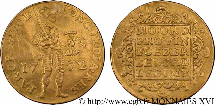 PAESI BASSI - PROVINCE UNITE - OLANDA Ducat d or au chevalier 1772 Dordrecht XF