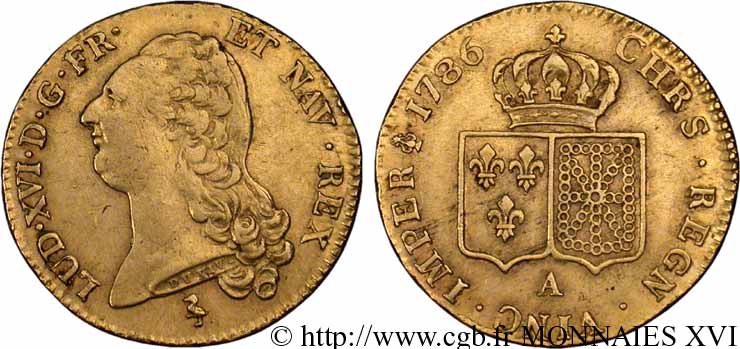 LOUIS XVI Double louis d’or dit  aux écus accolés  1786 Paris TTB+