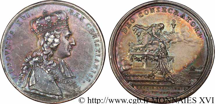 LOUIS XVI Médaille en argent du sacre le 11 juin 1775 MBC+