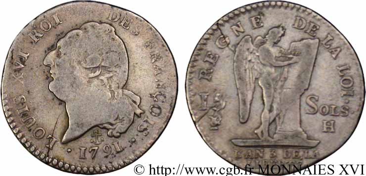 LOUIS XVI 15 sols dit  au génie , type FRANÇOIS 1791 La Rochelle BC