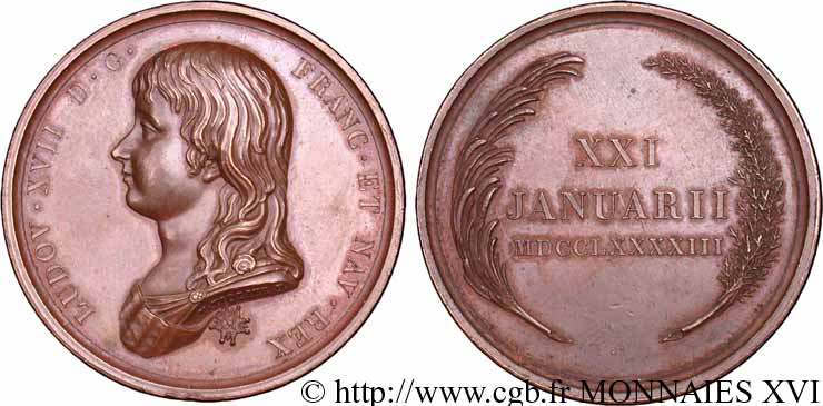 LUIGI XVII Médaille en bronze doré pour la mort de Louis XVII le 8 juin 1795 SPL