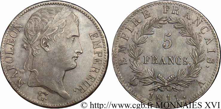 5 francs Napoléon Empereur, Empire français 1811 Paris F.307/27 SUP 