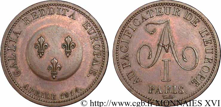 Module de 2 francs pour Alexandre Ier de Russie 1814  VG.2351  AU 