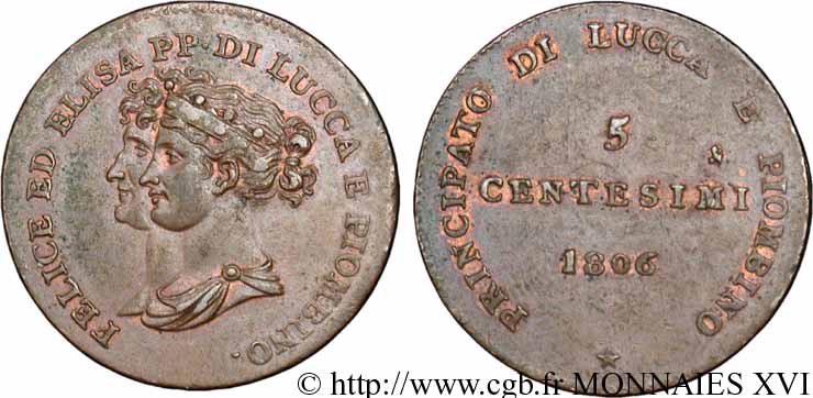 5 centesimi 1806 Florence VG.1476  SPL 