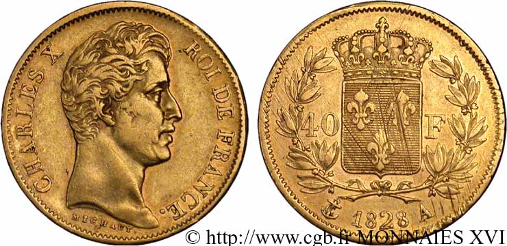 40 francs Charles X, 2e type 1828 Paris F.544/3 MBC 