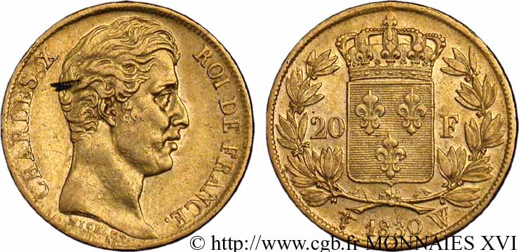 20 francs Charles X 1830 Lille F.520/14 TTB 