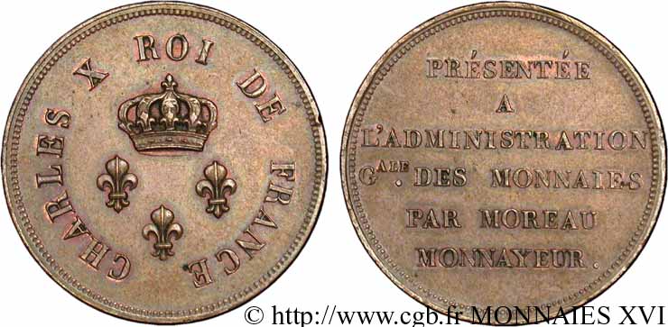 Essai de virole au module de 2 francs par Moreau 1824  VG.2611  SUP 