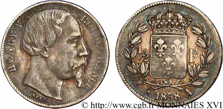 1/2 franc 1858  VG.2730  SS 