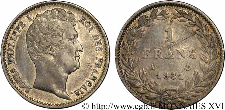 1 franc Louis-Philippe, tête nue 1831 Paris F.209/1 TTB 