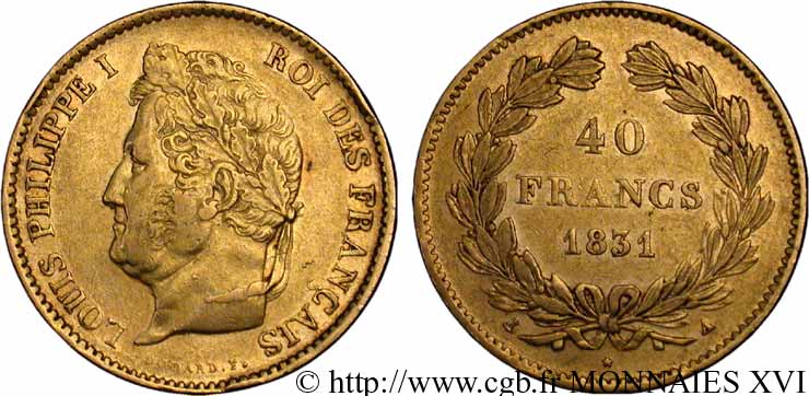 40 francs or Louis-Philippe 1831 Paris F.546/1 SS 