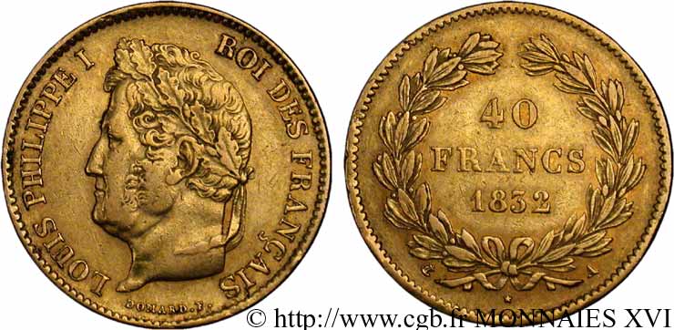 40 francs or Louis-Philippe 1832 Paris F.546/3 SS 