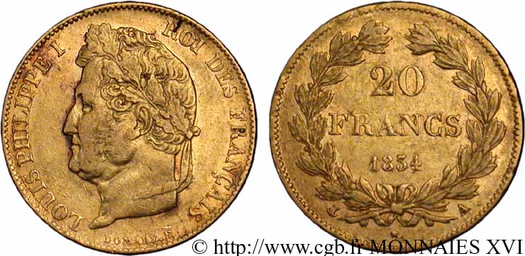 20 francs Louis-Philippe, Domard 1834 Paris F.527/7 XF 