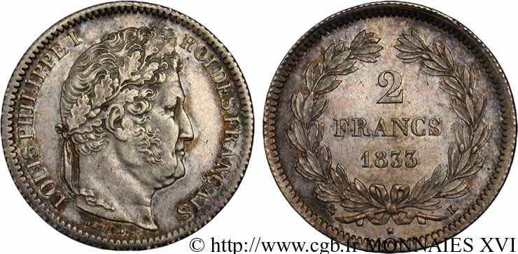 2 francs Louis-Philippe 1833 Bordeaux F.260/22 EBC 