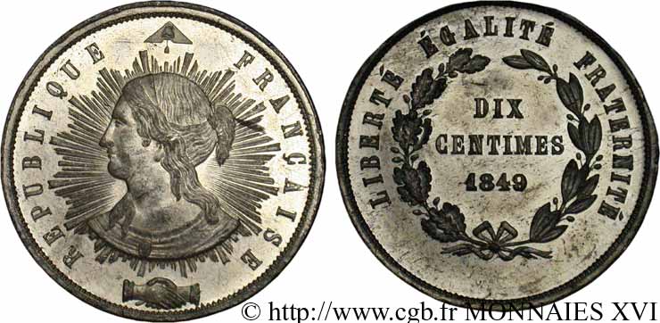 Concours de 10 centimes, essai de Pillard 1849 Paris VG.3185 var. SUP 