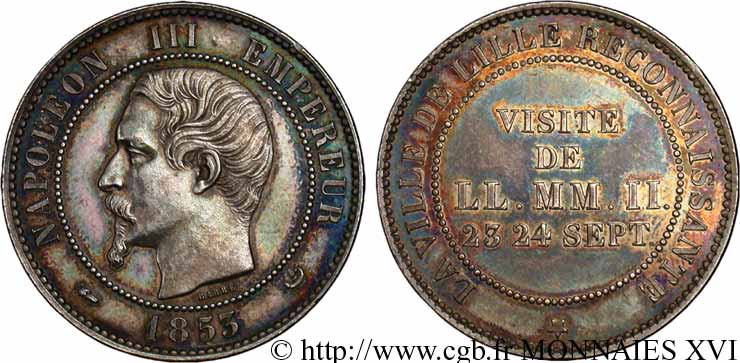 Module 10 centimes, visite impériale à Lille les 23 et 24 septembre 1853 1853  VG.3366  AU 