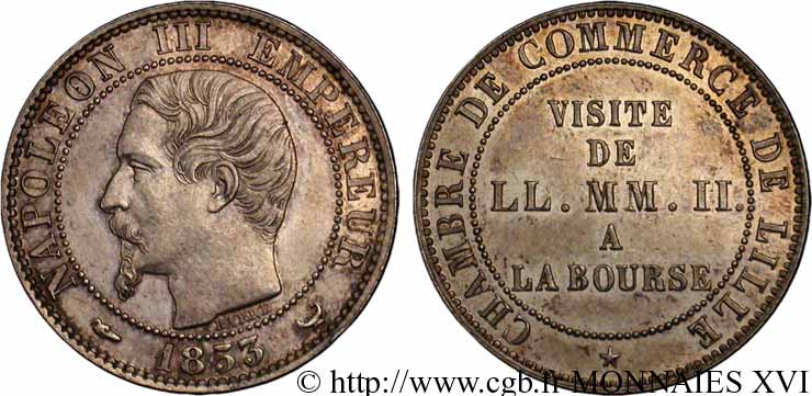 Module 5 centimes, visite impériale à Lille les 23 et 24 septembre 1853 1853 Lille VG.3368  EBC 