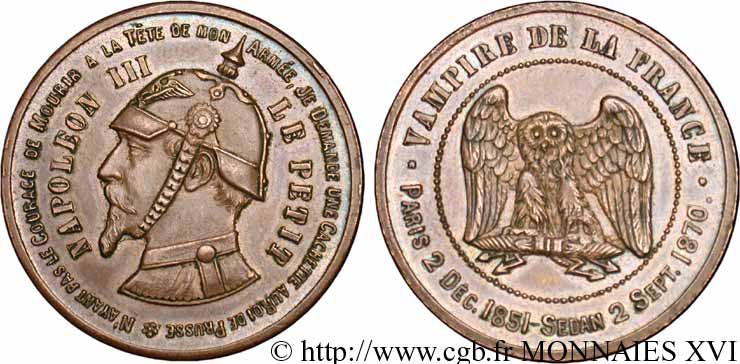 Monnaie satirique, module de 10 centimes 1870   VZ 