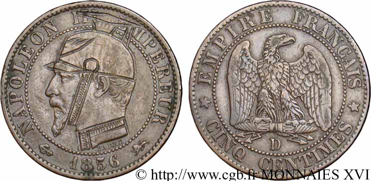 Monnaie satirique, module de 5 centimes, regravée 1856 Lyon F.116/35 XF 